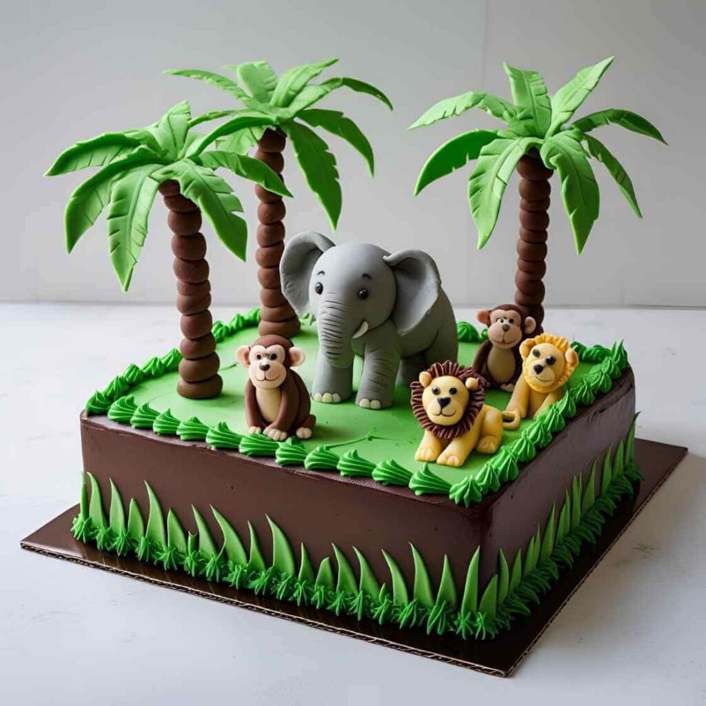 Safari-Themed Elephant Cake