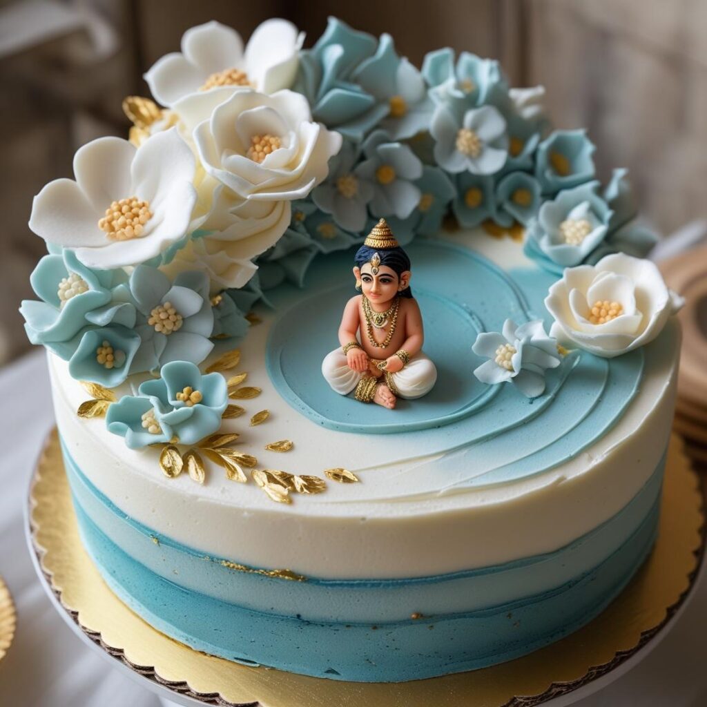 Simple Yet Elegant Floral Krishna Cake