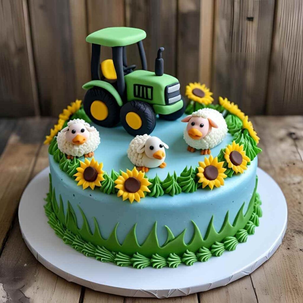 Smash Cake with Mini Tractor Topper
