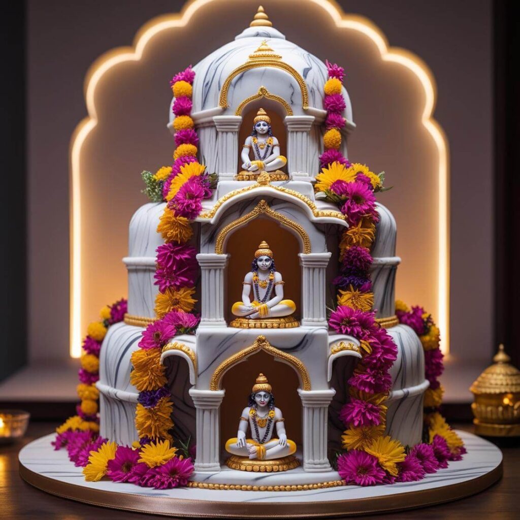 Temple-Shaped Krishna Cake