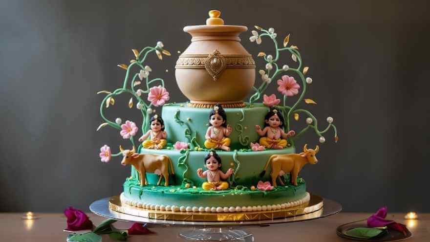 Themed Janmashtami Diorama Cake