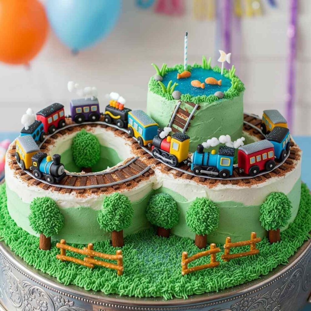 Toy Train Track Cake