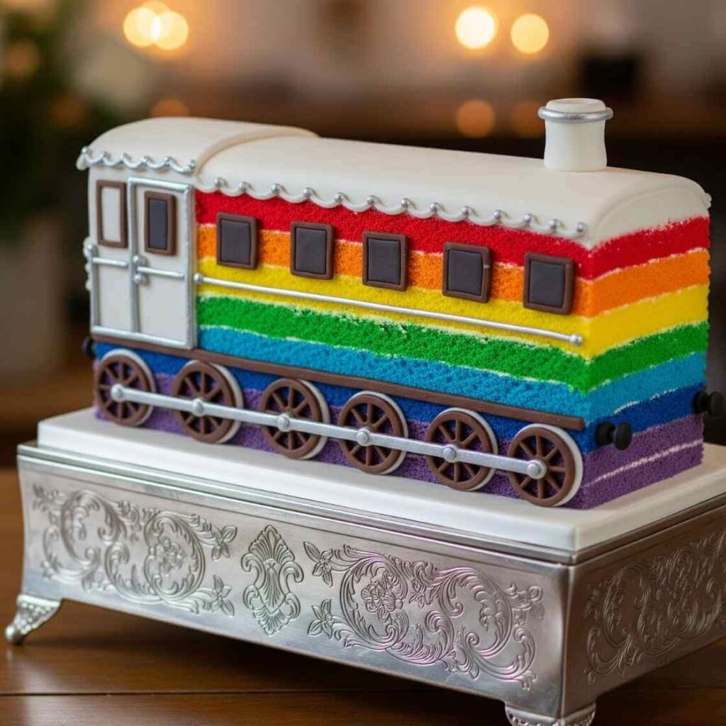 Train Carriage Rainbow Cake