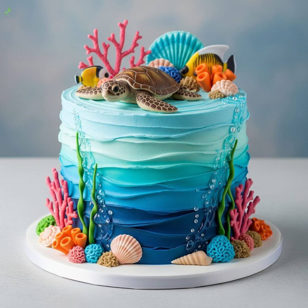Under-the-Sea Turtle Cake