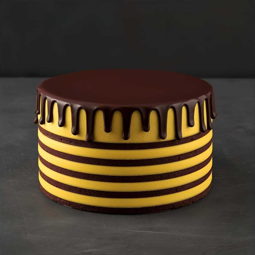 Chocolate & Yellow Stripes Cake