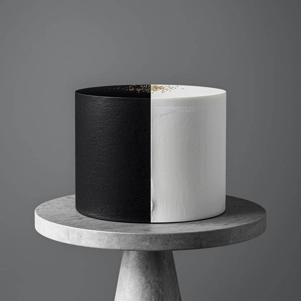Geometric & Modern Black Velvet Cake