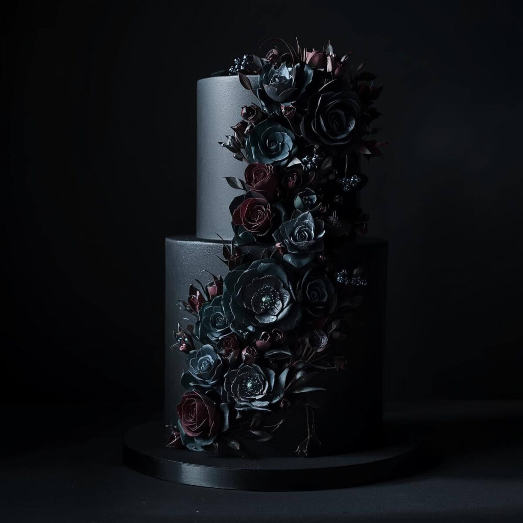 Midnight Blooms Cake