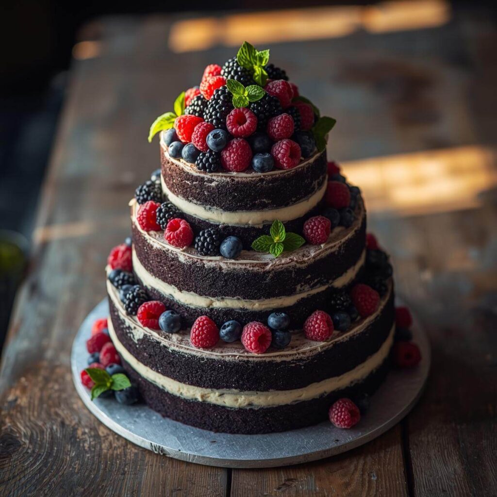 Semi Berries Black Velvet Cake