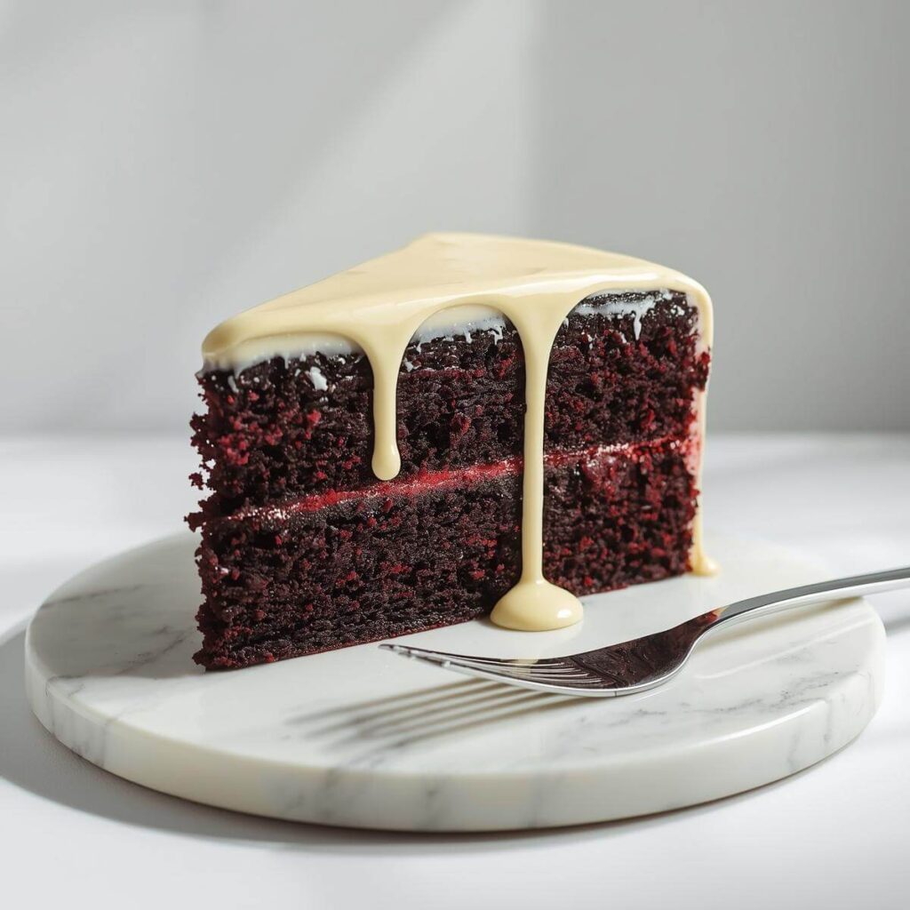 The Classic White Drip Black Velvet Cake