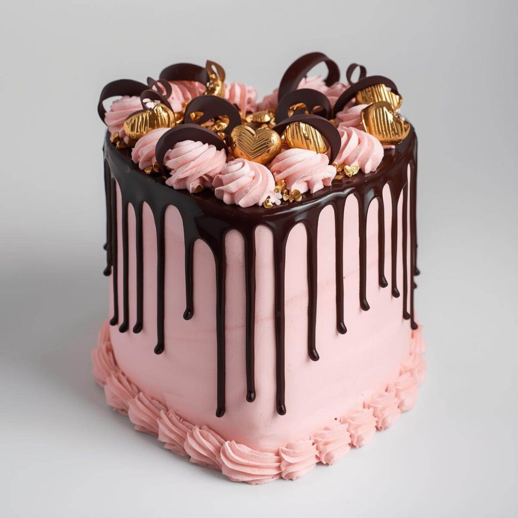 The Drip of Affection Heart Shape Chocolate Cake Design