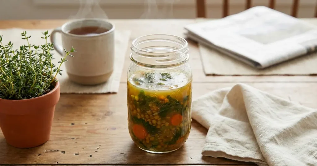 Vegan Savory Mason Jar Lentil Soup Recipe