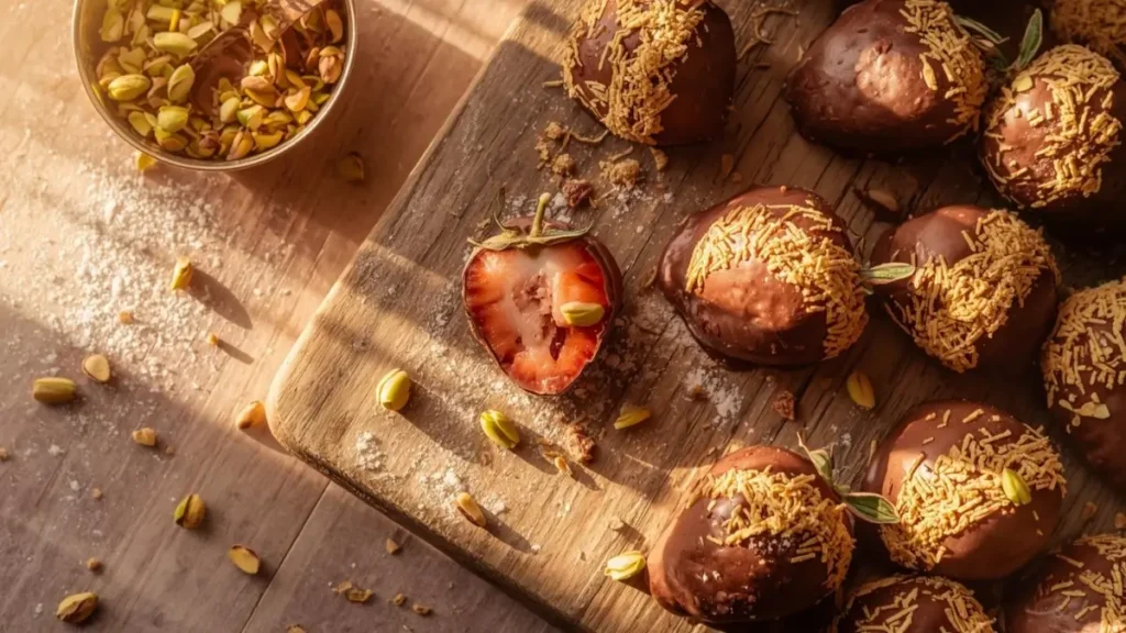 Dubai Style Chocolate Covered Strawberries with Kataifi Crunch The Viral Valentine’s 2026 Recipe