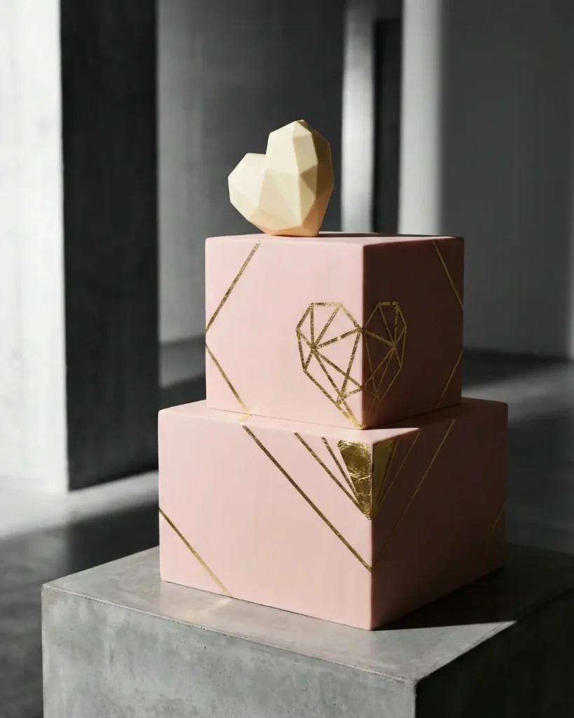 Valentine Day Geometric Love Cake