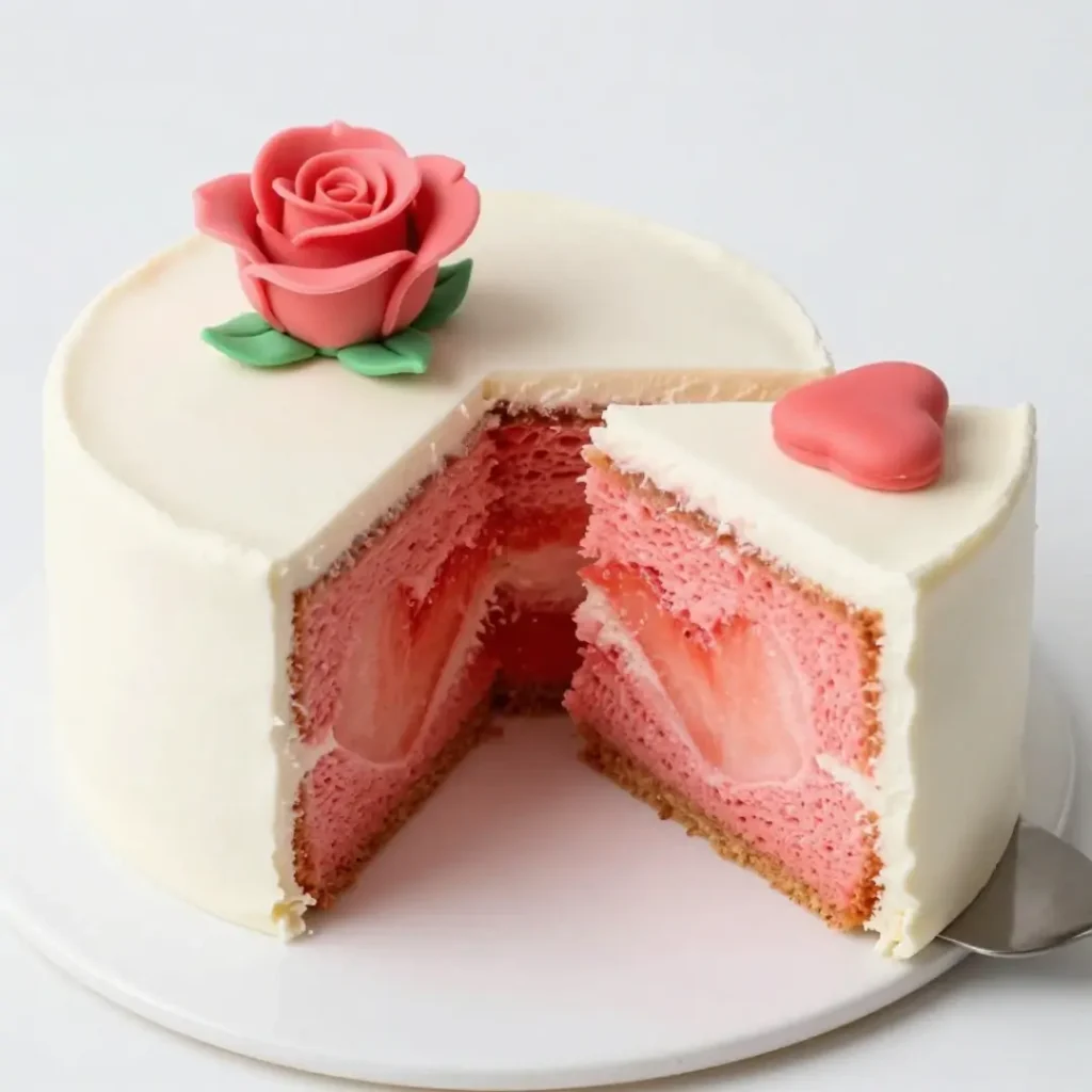Hidden Heart Rose Surprise Cake