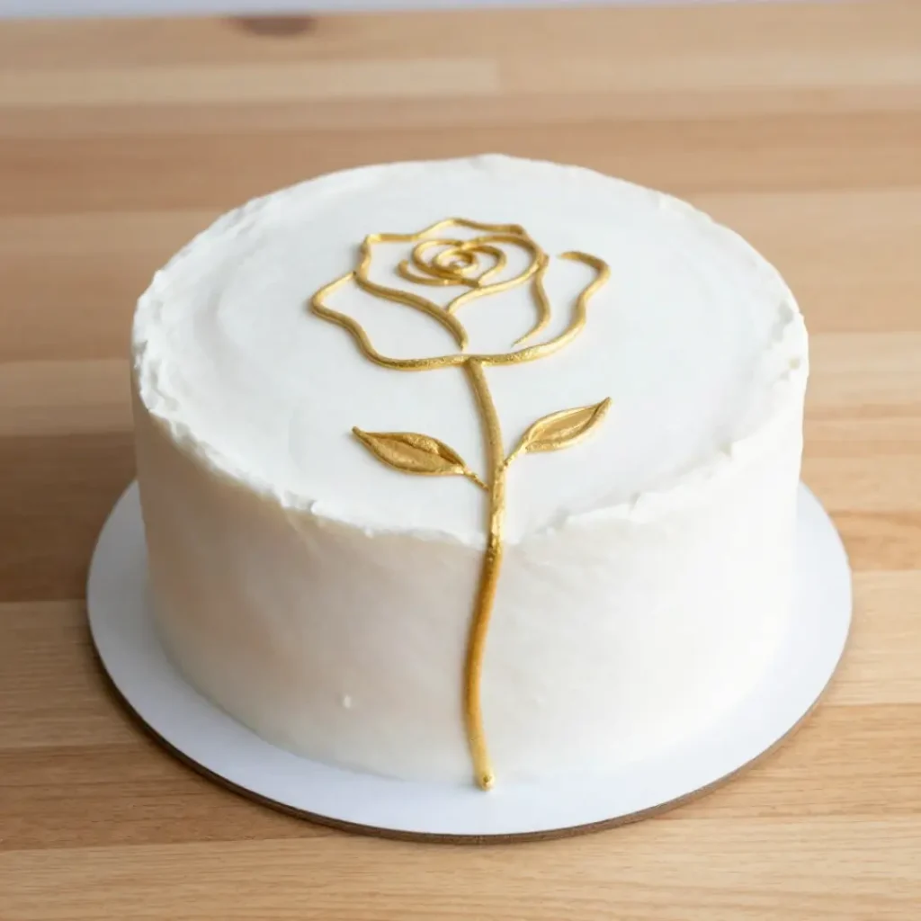 Minimalist Line Art Rose Cake