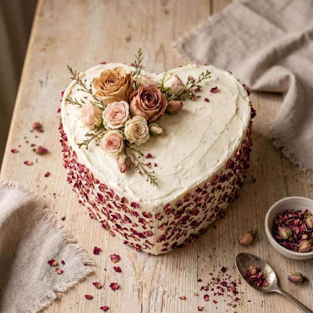 The Rose Petal Crumb Heart Cake
