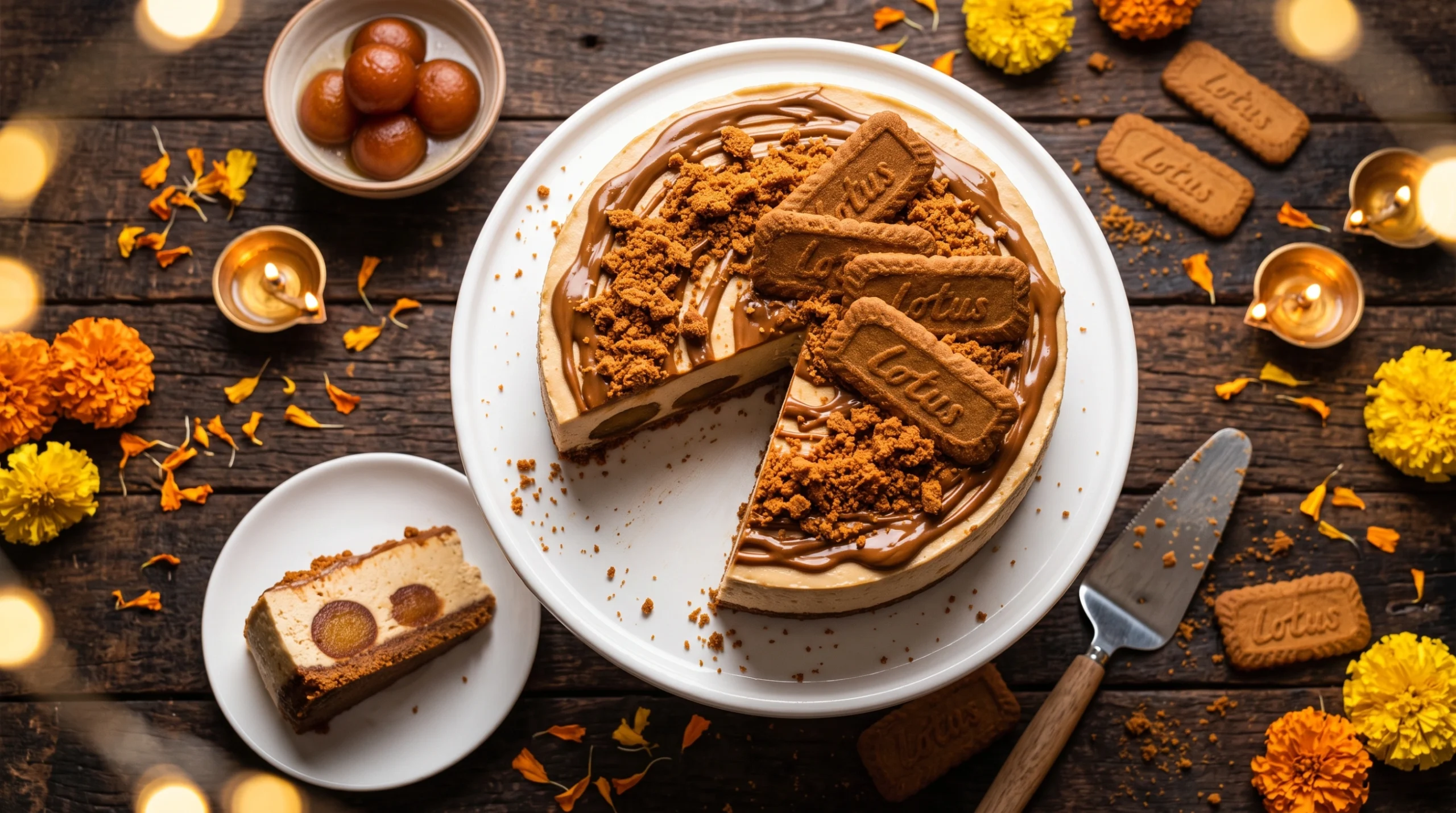 Biscoff Gulab Jamun Cheesecake