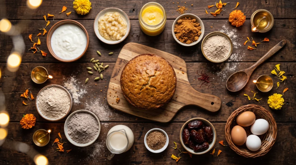 Diwali baking ingredient swaps including curd, banana, jaggery, ghee and whole wheat flour