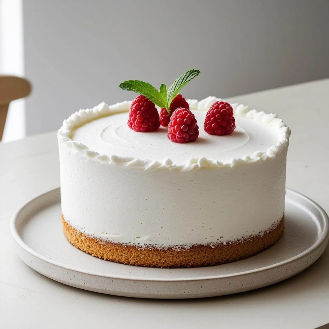 Minimalist Single Tier White Forest Cake