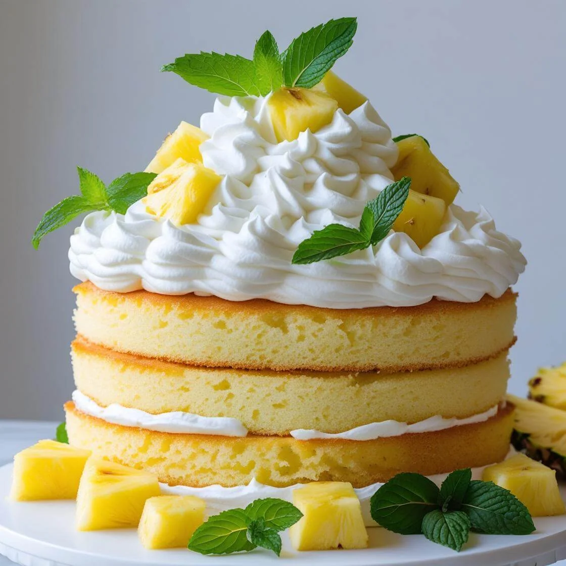 Pineapple Chiffon Cake with Cream Frosting